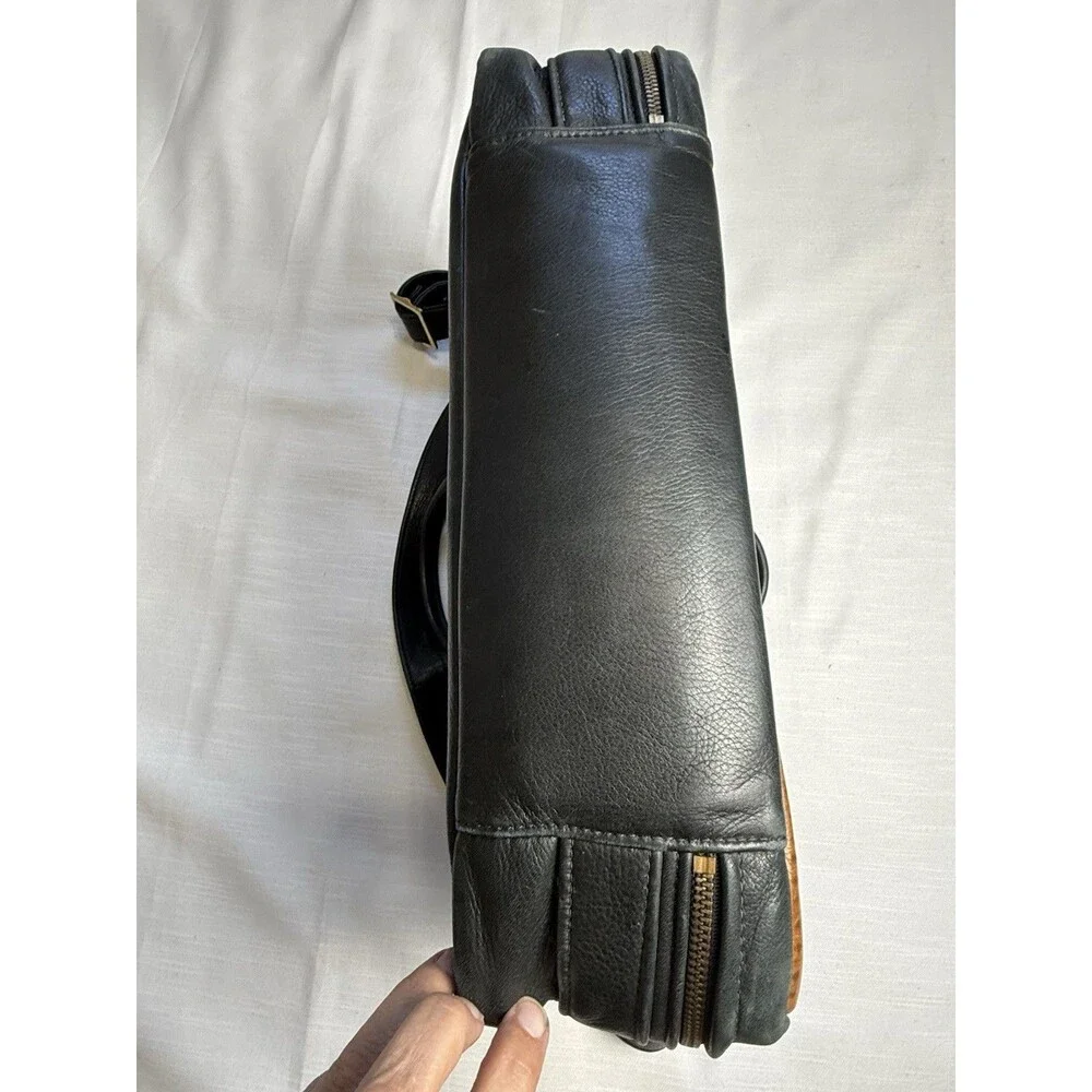 Vintage MacClay Leather Design Embossed Leather Two Tone Lg Briefcase Laptop Bag